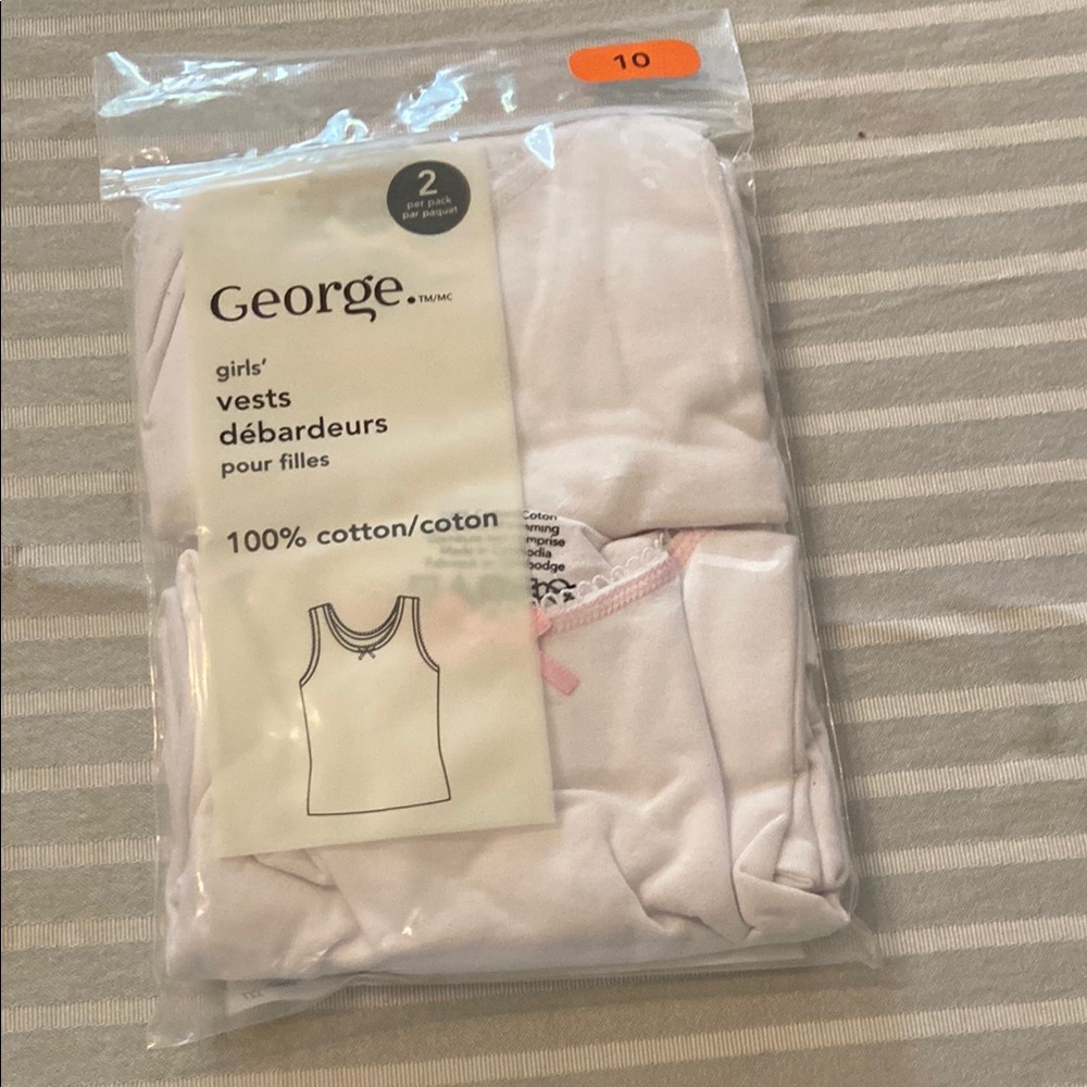 George Girls' White Camisoles - 2 Pack